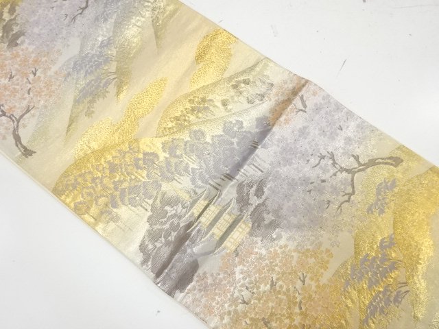 JAPANESE FUKURO OBI / PLATINUM FOIL / WOVEN SCENERY OF KYOTO